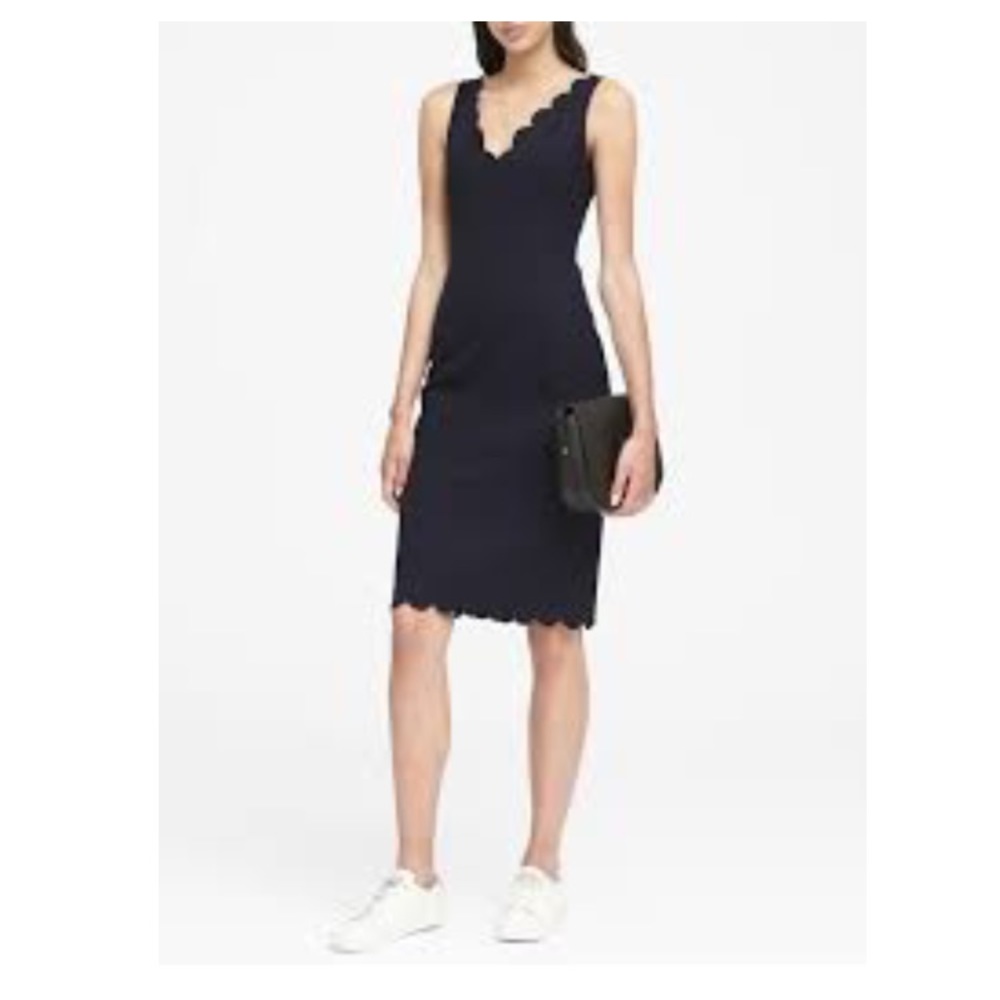NWT! Banana Republic Scallop Sheath Dress (navy)